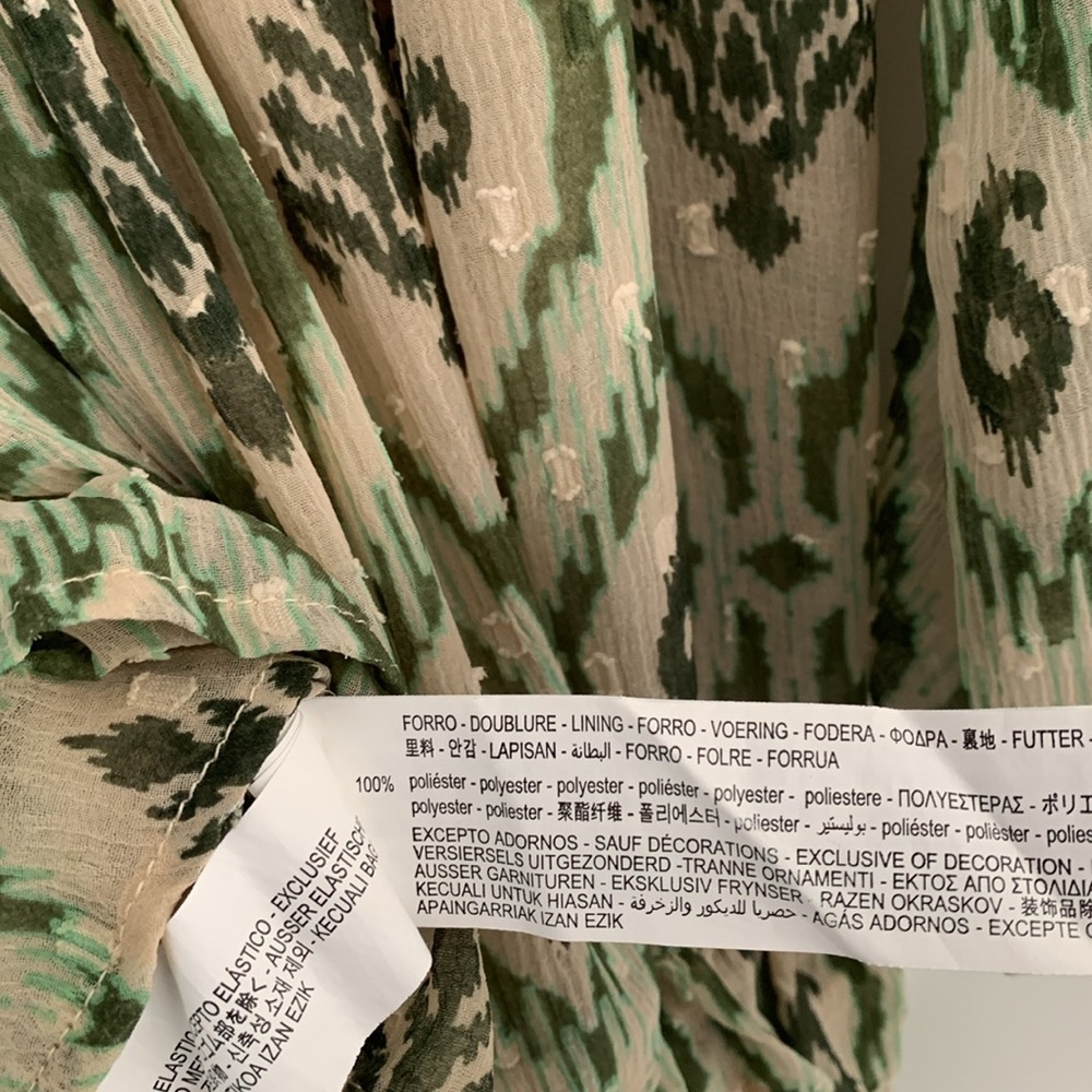 Zara Green Printed Dress Size XS - Picture 6 of 7